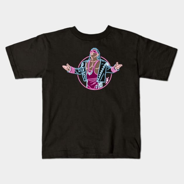 Bret Hart neon color Kids T-Shirt by AJSMarkout